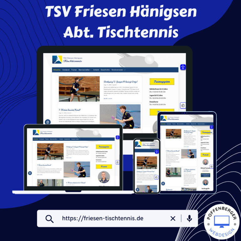 Website für Tischtennis-Abteilung